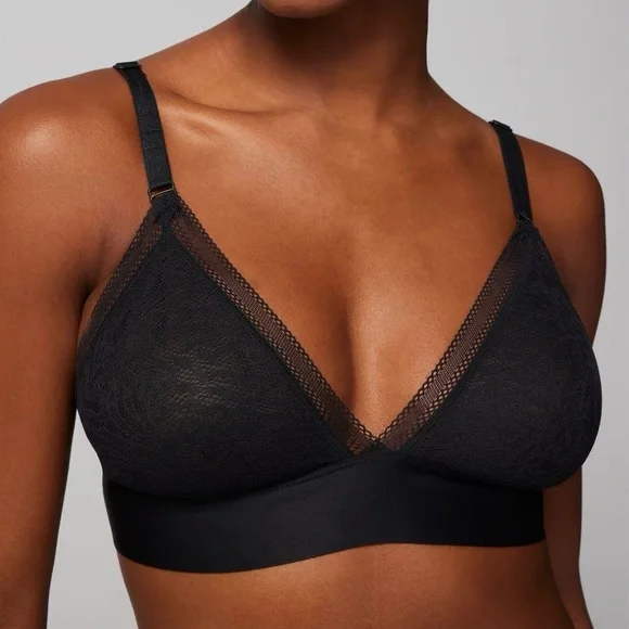 {Soma} Triangle Bralette with Lace in Black - Womens Large - NWT - Picture 2 of 13